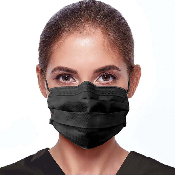 Black, ASTM Level 3 Disposable Face Mask with Earloops, (Case of