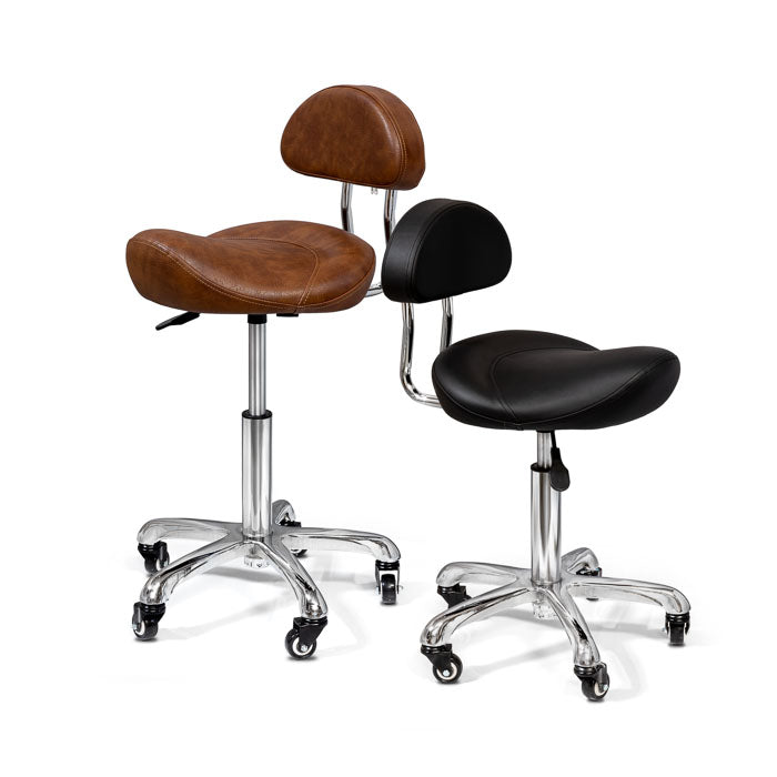 Durable Saddle Swivel Stool with Backrest - Main Image