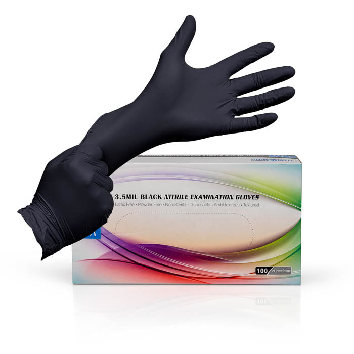 Nitrile Disposable Examination Gloves - 3.5 Mil Black