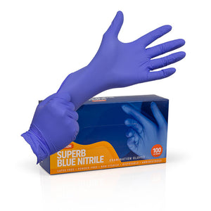 Nitrile Disposable Examination Gloves - 3.5 Mil Suberb Blue