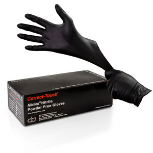 Correct-Touch Nitrile Disposable Examination Gloves - Black (5 Mil)
